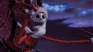 Jack Skellington dressed as Santa Claus